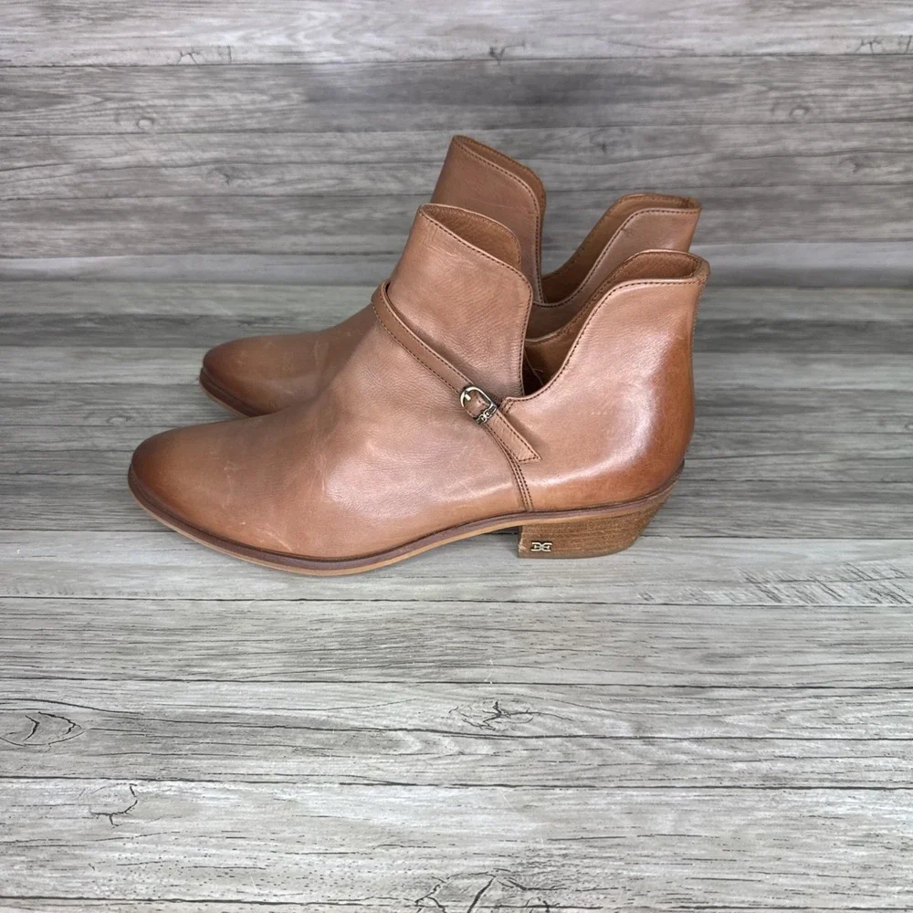 Sam Edelman Palmer Cognac Leather Cutout Ankle Booties Womens 8.5M
